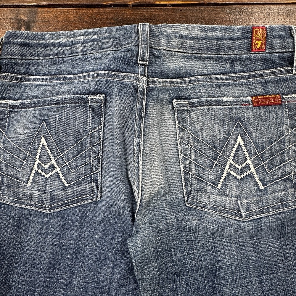 7 For All Mankind Womens Bootcut Jeans A Pocket Flip Flop Distressed Size 31/30 - Picture 9 of 13